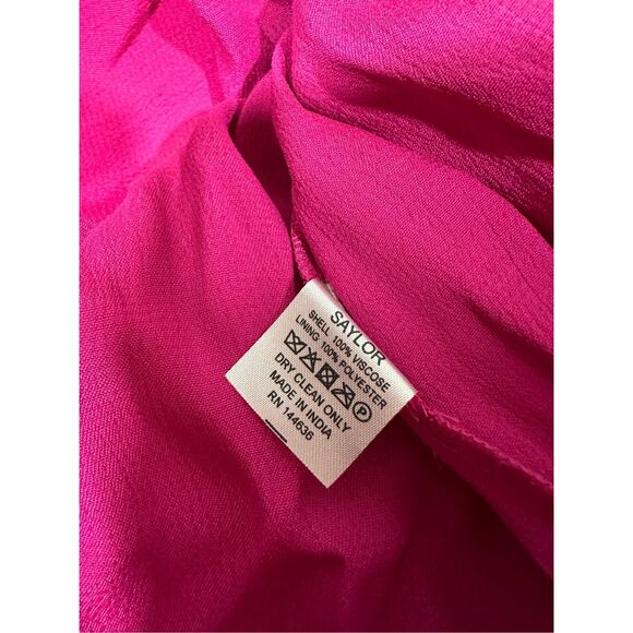 NWT Saylor Ruched Satin Ostrich Feather Trim Brielle Mini Dress Fuchsia Small $3 - Picture 10 of 10